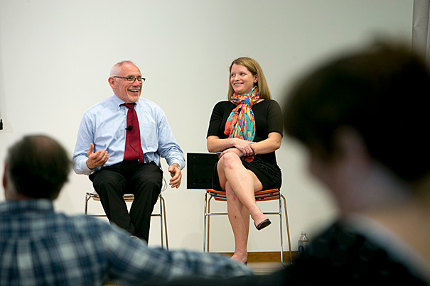 Harvard Professors Thomas Hehir, on left, and Laura Schifter discussed their new book, How Did You Get Here?, which details inspiring stories of students with disabilities and their paths to success at Harvard University  Rose Lincoln/Harvard Staff Photographer